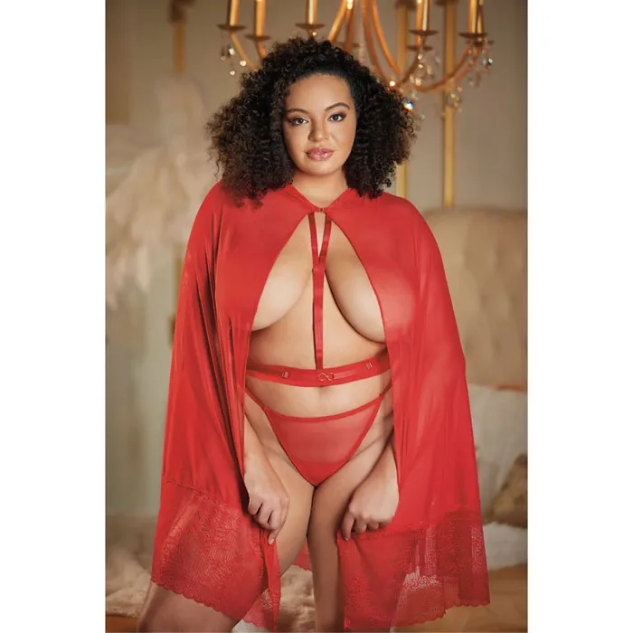 Allure Lingerie Male Sex Toys | Allure Lace And Mesh Cape With Attached Waist Belt