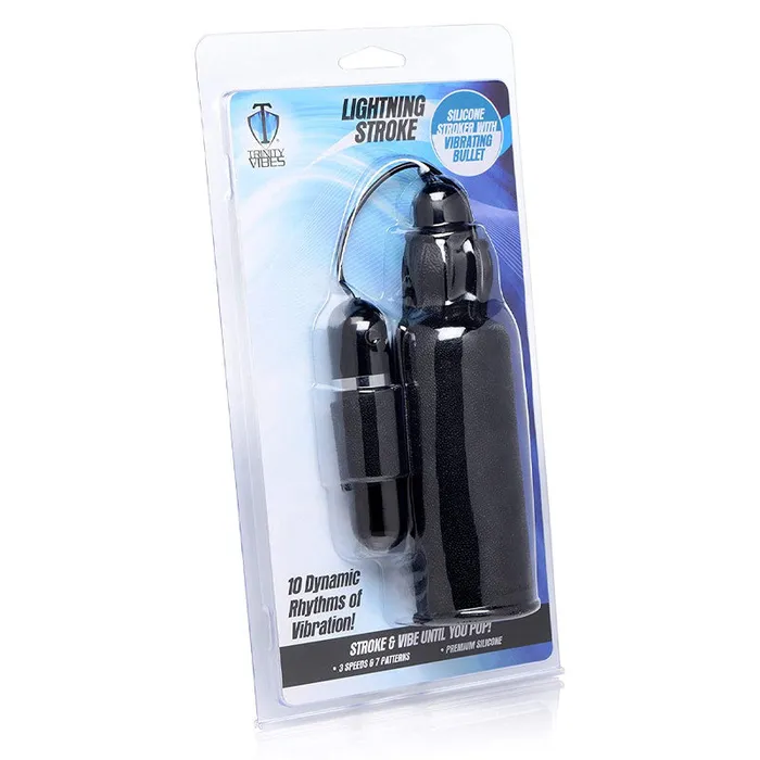 Lightning Stroke Silicone Stroker with Vibrating Bullet XR Brand Male Sex Toys