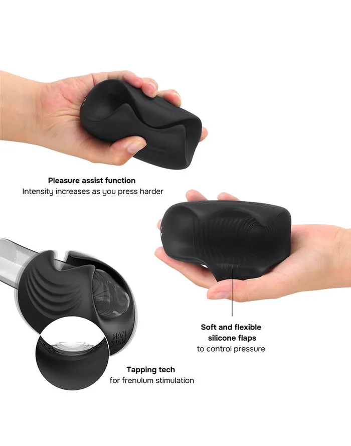 ManWan - Sub One - Vibrerende Masturbator met Tapping Feature - Infinity Black | ManWan Male Sex Toys