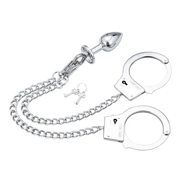 Set BDSM Manette con Plug Anale in Acciaio Ohmama Anal